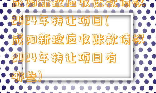 咸阳新控应收账款债权2024年转让项目(咸阳新控应收账款债权2024年转让项目有哪些)