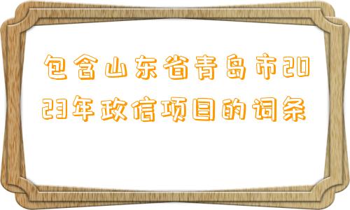 包含山东省青岛市2023年政信项目的词条