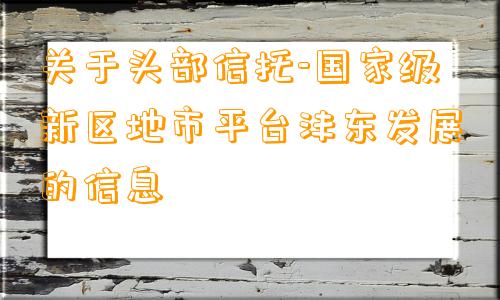 关于头部信托-国家级新区地市平台沣东发展的信息