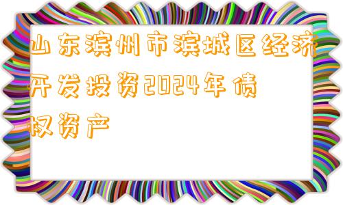 山东滨州市滨城区经济开发投资2024年债权资产