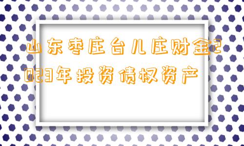 山东枣庄台儿庄财金2023年投资债权资产