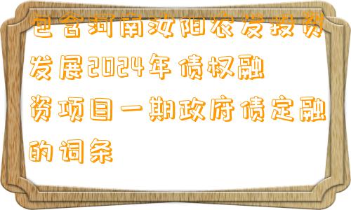 包含河南汝阳农发投资发展2024年债权融资项目一期政府债定融的词条