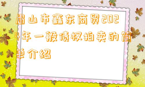 眉山市鑫东商贸2024年一般债权拍卖的简单介绍