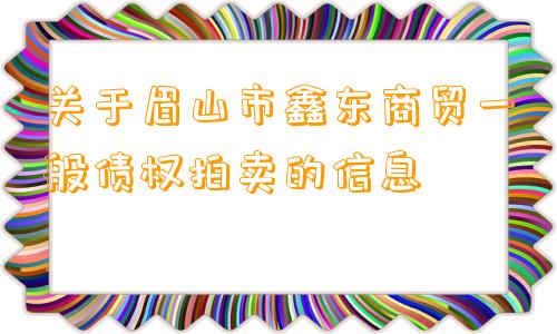 关于眉山市鑫东商贸一般债权拍卖的信息