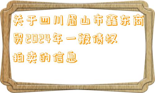 关于四川眉山市鑫东商贸2024年一般债权拍卖的信息