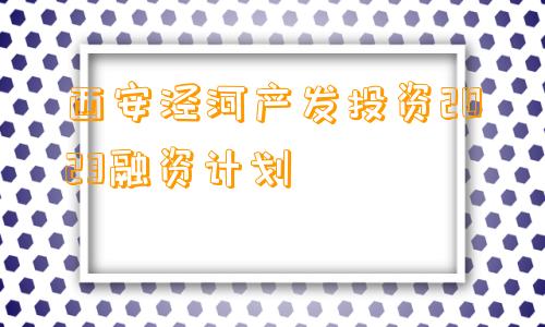 西安泾河产发投资2023融资计划