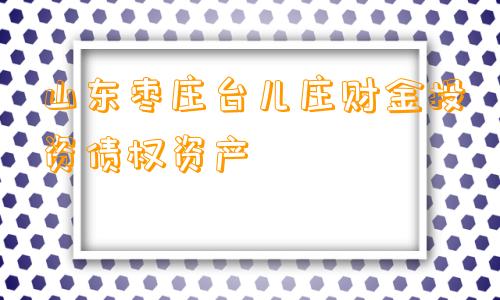 山东枣庄台儿庄财金投资债权资产