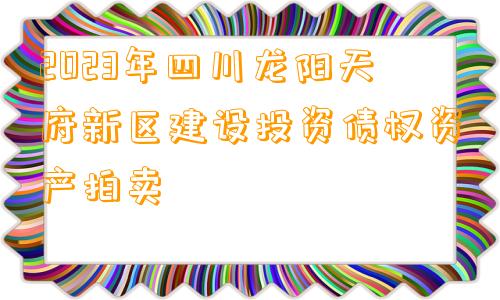2023年四川龙阳天府新区建设投资债权资产拍卖