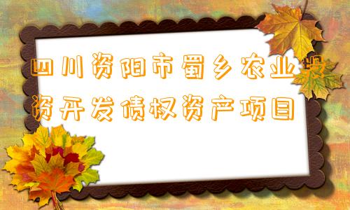 四川资阳市蜀乡农业投资开发债权资产项目