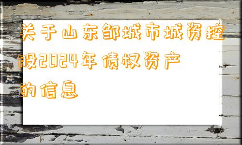 关于山东邹城市城资控股2024年债权资产的信息