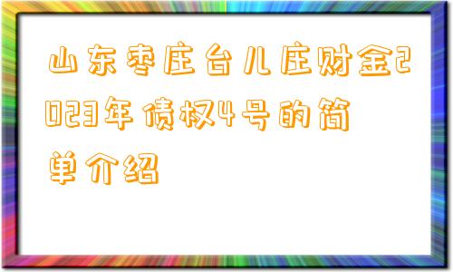 山东枣庄台儿庄财金2023年债权4号的简单介绍