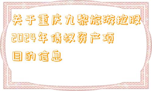 关于重庆九黎旅游控股2024年债权资产项目的信息