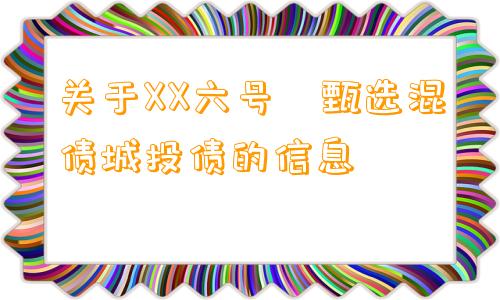 关于XX六号•甄选混债城投债的信息