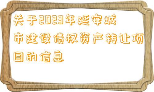 关于2023年延安城市建设债权资产转让项目的信息