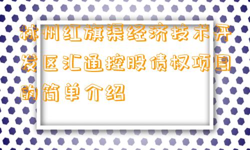 林州红旗渠经济技术开发区汇通控股债权项目的简单介绍