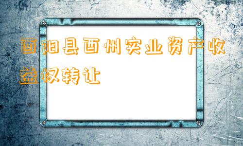 酉阳县酉州实业资产收益权转让