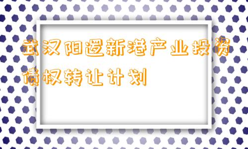 武汉阳逻新港产业投资债权转让计划