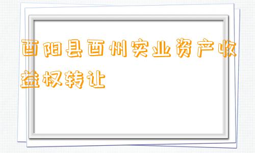 酉阳县酉州实业资产收益权转让