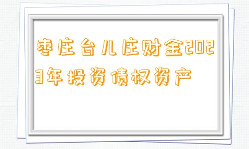 枣庄台儿庄财金2023年投资债权资产