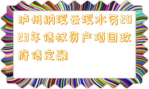 泸州纳溪云溪水务2023年债权资产项目政府债定融