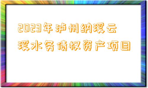 2023年泸州纳溪云溪水务债权资产项目