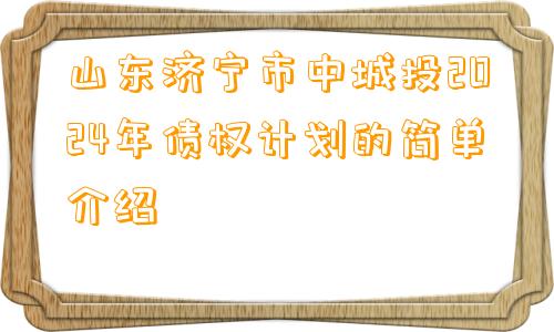 山东济宁市中城投2024年债权计划的简单介绍