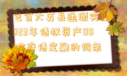 包含大英县通源实业2023年债权资产001政府债定融的词条