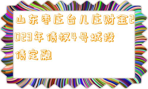 山东枣庄台儿庄财金2023年债权4号城投债定融