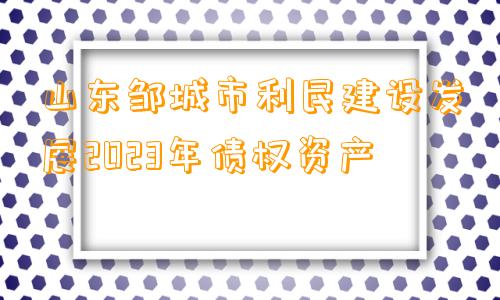 山东邹城市利民建设发展2023年债权资产