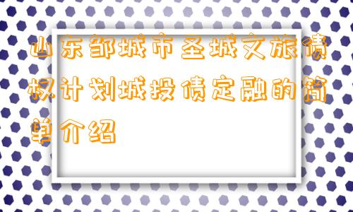 山东邹城市圣城文旅债权计划城投债定融的简单介绍