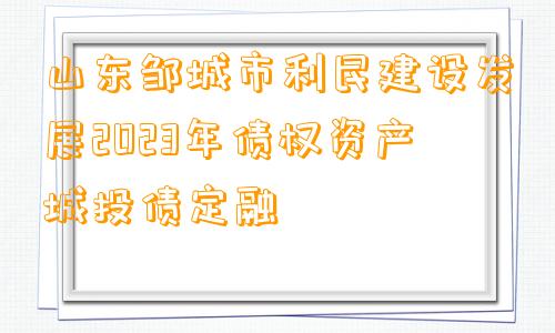 山东邹城市利民建设发展2023年债权资产城投债定融