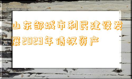 山东邹城市利民建设发展2023年债权资产