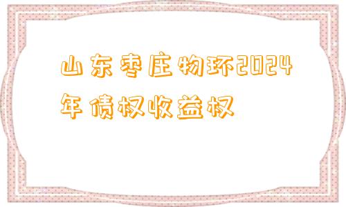 山东枣庄物环2024年债权收益权