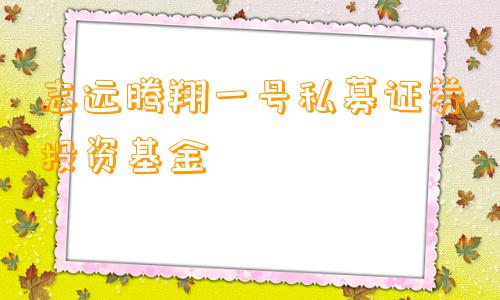 志远腾翔一号私募证券投资基金