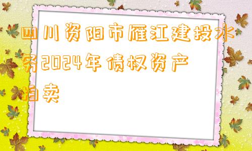四川资阳市雁江建投水务2024年债权资产拍卖
