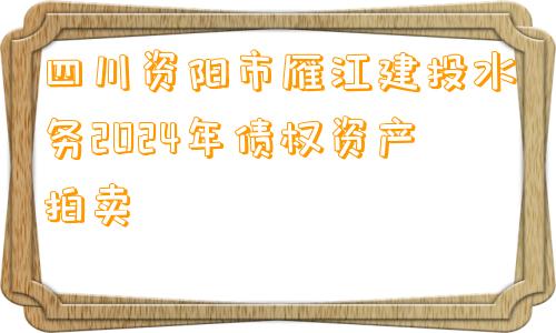 四川资阳市雁江建投水务2024年债权资产拍卖