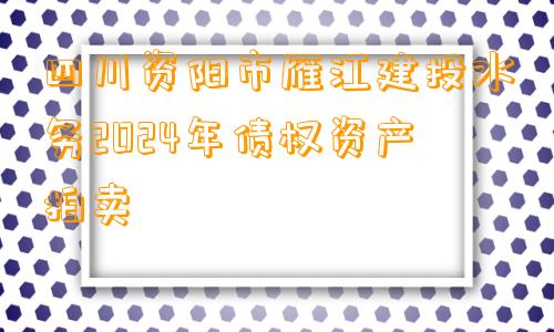 四川资阳市雁江建投水务2024年债权资产拍卖