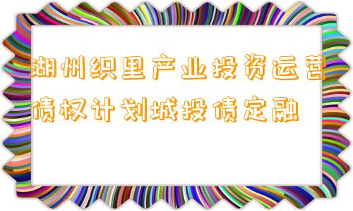 湖州织里产业投资运营债权计划城投债定融