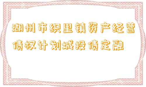 湖州市织里镇资产经营债权计划城投债定融