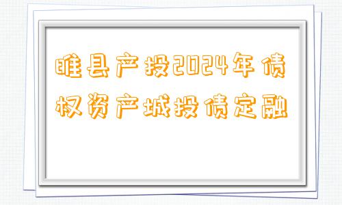 睢县产投2024年债权资产城投债定融