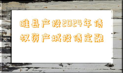 睢县产投2024年债权资产城投债定融