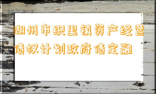 湖州市织里镇资产经营债权计划政府债定融