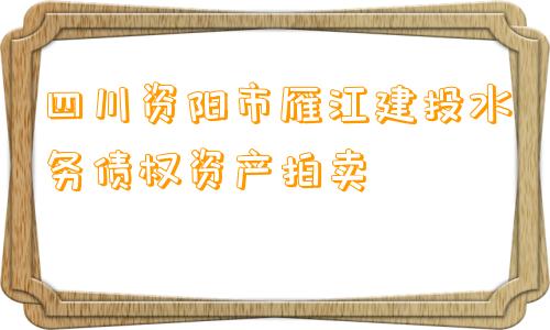 四川资阳市雁江建投水务债权资产拍卖