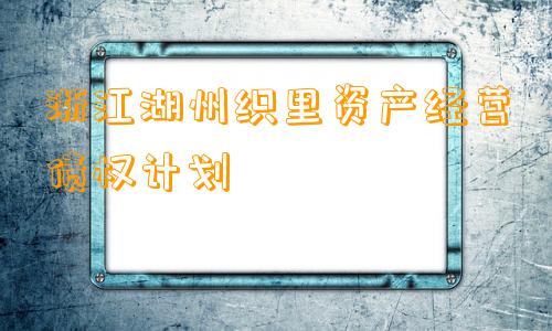 浙江湖州织里资产经营债权计划