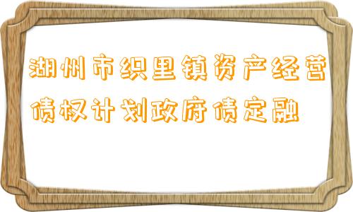 湖州市织里镇资产经营债权计划政府债定融