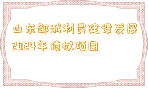 山东邹城利民建设发展2024年债权项目