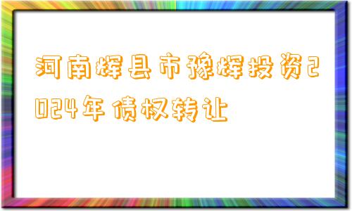 河南辉县市豫辉投资2024年债权转让