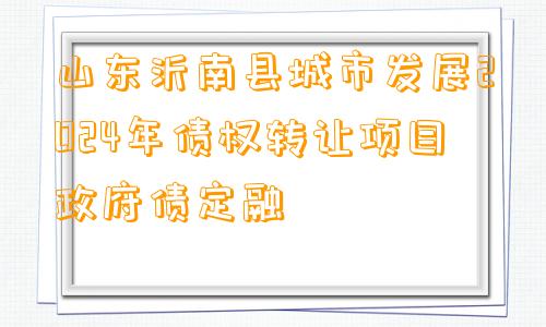 山东沂南县城市发展2024年债权转让项目政府债定融