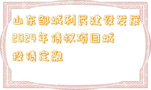 山东邹城利民建设发展2024年债权项目城投债定融