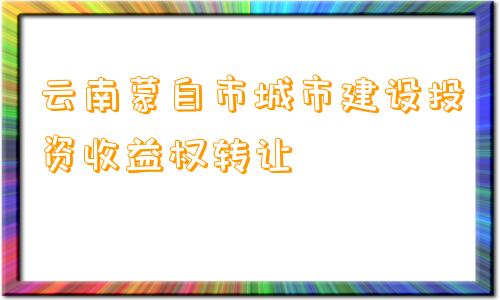 云南蒙自市城市建设投资收益权转让